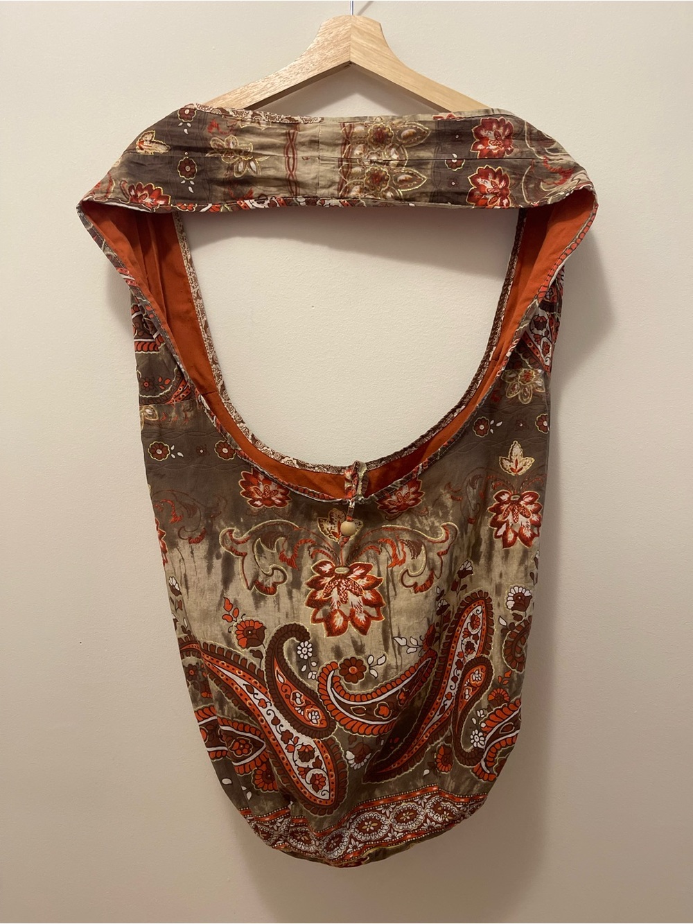 Reversible Vintage Paisley Sling Tote